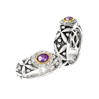 925 Silver, Amethyst & Diamond Oxidized Ring with 14k Gold Accents (0.07ctw)- Sizes 6-8 925 Silver, Amethyst & Diamond Oxidized Ring with 14k Gold Accents (0.07ctw)- Sizes 6-8