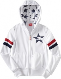 PUMA Girl's 7-16 Stars And Stripes Jacket, White, Medium=8-10