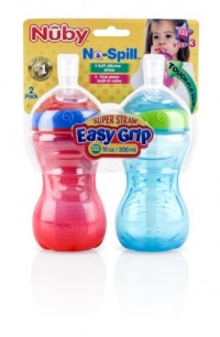 Nuby 2 Count Super Straw Easy Gripper, 10 Ounce Nuby 2 Count Super Straw Easy Gripper, 10 Ounce