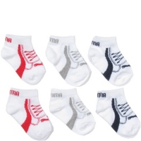 Puma Kids Socks for Boys 6 Pack Low Cut (Baby-4T) White/ Navy, 2T-4T