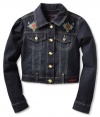Baby Phat Girls 7-16 Embroidered Denim Jacket, Blue, Large