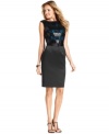 Tahari by ASL's latest dress is perfect for the office party with a luxurious mix of materials--lace, sequins and satin.