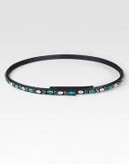 An elegant fabric design with dazzling rhinestone embellishments. Glass stonesWidth, about ½Made in Italy