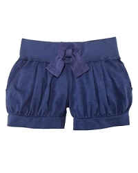 Relaxed-fitting bubble short in soft cotton jersey with a wide drawstring waistband and cuffed hem. Relaxed-fitting bubble short in soft cotton jersey with a wide drawstring waistband and cuffed hem.