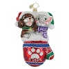 A festive pup and cat don Santa hats in this Animal Charity Awareness holiday ornament.