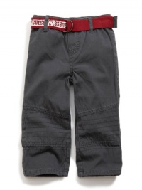 GUESS Kids Boys Toddler Belted Pant with Stitch Detail, DARK GREY (12M) GUESS Kids Boys Toddler Belted Pant with Stitch Detail, DARK GREY (12M)