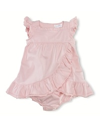 A flurry of ruffles adorns this girlie empire-waist knit dress that comes with a matching panty. A flurry of ruffles adorns this girlie empire-waist knit dress that comes with a matching panty.