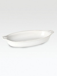 Baking and serving your best bubbling dishes is a breeze in this dish that can go straight from the oven to your table for an effortlessly elegant presentation.Ceramic stoneware1 qt. capacity2H X 13LDishwasher- & microwave-safeImported Baking and serving your best bubbling dishes is a breeze in this dish that can go straight from the oven to your table for an effortlessly elegant presentation.Ceramic stoneware1 qt. capacity2H X 13LDishwasher- & microwave-safeImported
