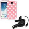 Fosmon 2 in 1 Bundle for Samsung Galaxy S4 IV / I9500 - 1x Fosmon DURA Series SLIM-Fit Case Polka Dot Skin Cover (Baby Pink) - 1x Fosmon Micro USB Car / Vehicle Charger