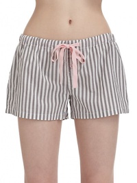 THE LOOKStripe patternElastic drawstring waistFront button placketStraight legsTHE FITRise, about 9Inseam, about 2THE MATERIALCottonCARE & ORIGINMachine washImported THE LOOKStripe patternElastic drawstring waistFront button placketStraight legsTHE FITRise, about 9Inseam, about 2THE MATERIALCottonCARE & ORIGINMachine washImported