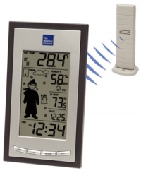 Keep up-to-date information on the weather at your fingertips with this solor powered temperature sensor and clock from Weather Channel. Keep up-to-date information on the weather at your fingertips with this solor powered temperature sensor and clock from Weather Channel.