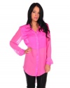 Free People Womens Best of Both Worlds Button Down - Neon Pink - Medium
