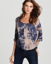 A splashy tie-dye print imbues this billowy Splendid top with an artistic spirit.