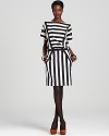 Bold contrast stripes empower this weightless MARC BY MARC JACOBS dress that flaunts stylish front slit pockets for warming hands or stashing your lipstick.