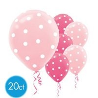 20 ct Round Helium Quality 12 Pink Polka Dot Balloons