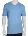 Perry Ellis Mens Stripe Slub V-neck Top