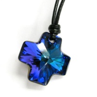 Swarovski Crystal Heliotrope Blue Cross Pendant 20mm Black Leather 1mm Choker Necklace 14 16 18 20 22 24 Adjustable Swarovski Crystal Heliotrope Blue Cross Pendant 20mm Black Leather 1mm Choker Necklace 14 16 18 20 22 24 Adjustable