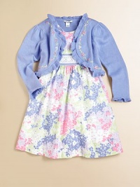 Rendered in plush cotton, this ruffled shrug with colorful floral embroidery makes the perfect layering piece for any outfit.Ruffled open-front designLong sleeves with ruffled cuffsRuffled hemCottonMachine washImported Rendered in plush cotton, this ruffled shrug with colorful floral embroidery makes the perfect layering piece for any outfit.Ruffled open-front designLong sleeves with ruffled cuffsRuffled hemCottonMachine washImported