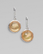 From the Wonderland Collection. A faceted round doublet, the rich, warm color of golden honey, combines color-backed mother-of-pearl layered with clear quartz in a modern sterling silver setting.Mother-of-pearl and clear quartzSterling silverDiameter, about 1Ear wireImported