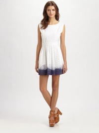 Featherweight cotton eyelet, dip-dyed at the hem for a contemporary take on a summer classic.BoatneckSleevelessBodice dartsWide waistbandPleated skirtBack button closureLower back cutoutsAbout 19 from natural waistCottonDry cleanMade in USAModel shown is 5'9½ (176cm) wearing US size Small. Featherweight cotton eyelet, dip-dyed at the hem for a contemporary take on a summer classic.BoatneckSleevelessBodice dartsWide waistbandPleated skirtBack button closureLower back cutoutsAbout 19 from natural waistCottonDry cleanMade in USAModel shown is 5'9½ (176cm) wearing US size Small.