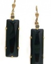 Catherine Popesco 14K Gold Plated Rectangular Jet Black Swarovski Crystal Dangle Earrings