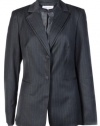 Calvin Klein Women's Pinstripe Blazer Jacket Charcoal/White Stripe