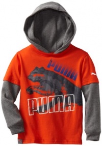 Puma - Kids Boys 2-7 Little Pixel Slider Tee, Orange, 5