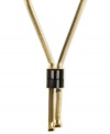 Black and gold combine to create a gorgeous necklace from Anne Klein. A square jet epoxy stone holds together the Y silhouette. Crafted in gold tone mixed metal. Approximate length: 18 inches + 2-inch extender.