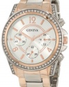 Geneva Moderate Women's AMZ1026 Boyfriend Triple Rose Gold Faux Multi-Function Link Bracelet Watch