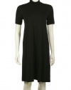 DKNY Women's Black Zip Neck Short Sleeve Jersey Sweater Dress, Small