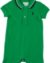 Ralph Lauren Layette Boy's Tipped Mesh Shortall, Green, 9 Month