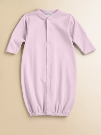 Pamper your little one with this soft, comfy and clever baby sack that converts to a coverall for easy dressing.Front button closure Snap bottom Legs have elastic cuffs Pima cotton Machine wash Imported Please note: Number of snaps may vary depending on size ordered. 