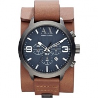 Armani Exchange Chronograph Dark Blue Dial Brown Leather Cuff Mens Watch AX1274 Armani Exchange Chronograph Dark Blue Dial Brown Leather Cuff Mens Watch AX1274