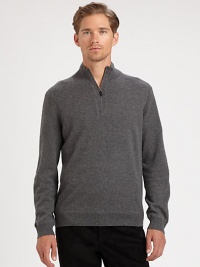 EXCLUSIVELY OURS. From after work to weekend wear, this casual pullover is shaped and structured for maximum comfort and wearability.Half-zip frontStand collarRibbed knit collar, cuffs and hemCashmereDry cleanImported EXCLUSIVELY OURS. From after work to weekend wear, this casual pullover is shaped and structured for maximum comfort and wearability.Half-zip frontStand collarRibbed knit collar, cuffs and hemCashmereDry cleanImported