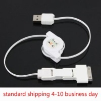 3 in 1 Retractable USB to Mini / Micro USB / Iphone 4 4s Ipod Sync Charging Cable White 3 in 1 Retractable USB to Mini / Micro USB / Iphone 4 4s Ipod Sync Charging Cable White