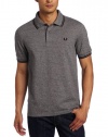 Fred Perry Men's Twisted Marl Twin Tipped Polo Shirt, Feather/Black/Black, Medium