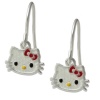 Hello Kitty Sterling Silver Red Enamel Hanging Earrings