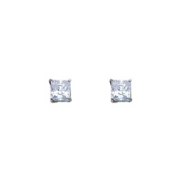 14K White Gold 3mm Princess CZ Solitaire Basket Stud Earrings with Screw-back for Children and Women 14K White Gold 3mm Princess CZ Solitaire Basket Stud Earrings with Screw-back for Children and Women