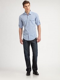 EXCLUSIVELY AT SAKS. Lighten up your sportshirt collection this season with a modernized, check print style, tailored in crisp, cool cotton with button tabs for sleeve rolling and added comfort.Button-frontChest flap pocketsCottonMachine washImported EXCLUSIVELY AT SAKS. Lighten up your sportshirt collection this season with a modernized, check print style, tailored in crisp, cool cotton with button tabs for sleeve rolling and added comfort.Button-frontChest flap pocketsCottonMachine washImported