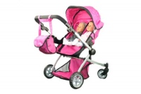 Babyboo Deluxe Twin Doll Pram/Stroller with Free Carriage (Multi Function View All Photos) - 9651A Babyboo Deluxe Twin Doll Pram/Stroller with Free Carriage (Multi Function View All Photos) - 9651A