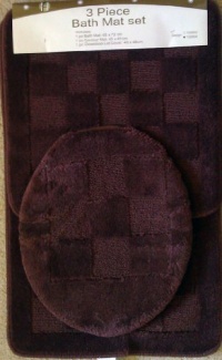3 Piece Coffee + Brown Patchwork Design Bathroom Rug/mat, Contour & Lid Cover Set 3 Piece Coffee + Brown Patchwork Design Bathroom Rug/mat, Contour & Lid Cover Set