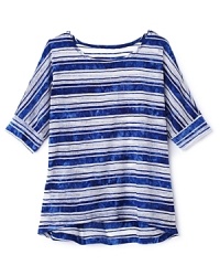 With the always-cool burnout look, fluttery dolman sleeves and hi-lo hem, this top is trend-smart this season. With the always-cool burnout look, fluttery dolman sleeves and hi-lo hem, this top is trend-smart this season.