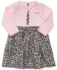 Cater to her wild side with this exotic dress and cardigan set from Carter's. Cater to her wild side with this exotic dress and cardigan set from Carter's.