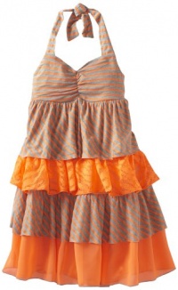 Bonnie Jean Girls 7-16 Knit Stripe Halter Dress, Orange, 8 Bonnie Jean Girls 7-16 Knit Stripe Halter Dress, Orange, 8