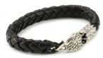 King Baby Men's Leather with Sterling Silver Eagle Clasp Bracelet