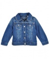 GUESS Kids Girls Denim Jacket, MEDIUM STONE (3T)