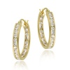 18k Gold over Silver 20mm Channel Set CZ Hoop Earrings