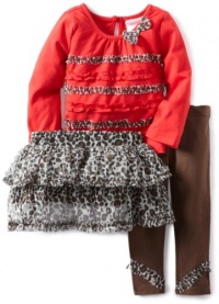 Nannette Baby-Girls Infant 3 Piece Leopard Skirt And Legging Set, Chinese Red, 24 Months Nannette Baby-Girls Infant 3 Piece Leopard Skirt And Legging Set, Chinese Red, 24 Months