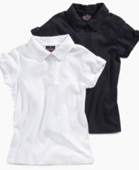 Build a beautiful look. She can inform her basic style with these simple uniform polo shirts from Nautica.