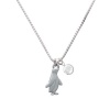 2-D Silver Penguin Charm Necklace with Clear Crystal Drop [Jewelry]